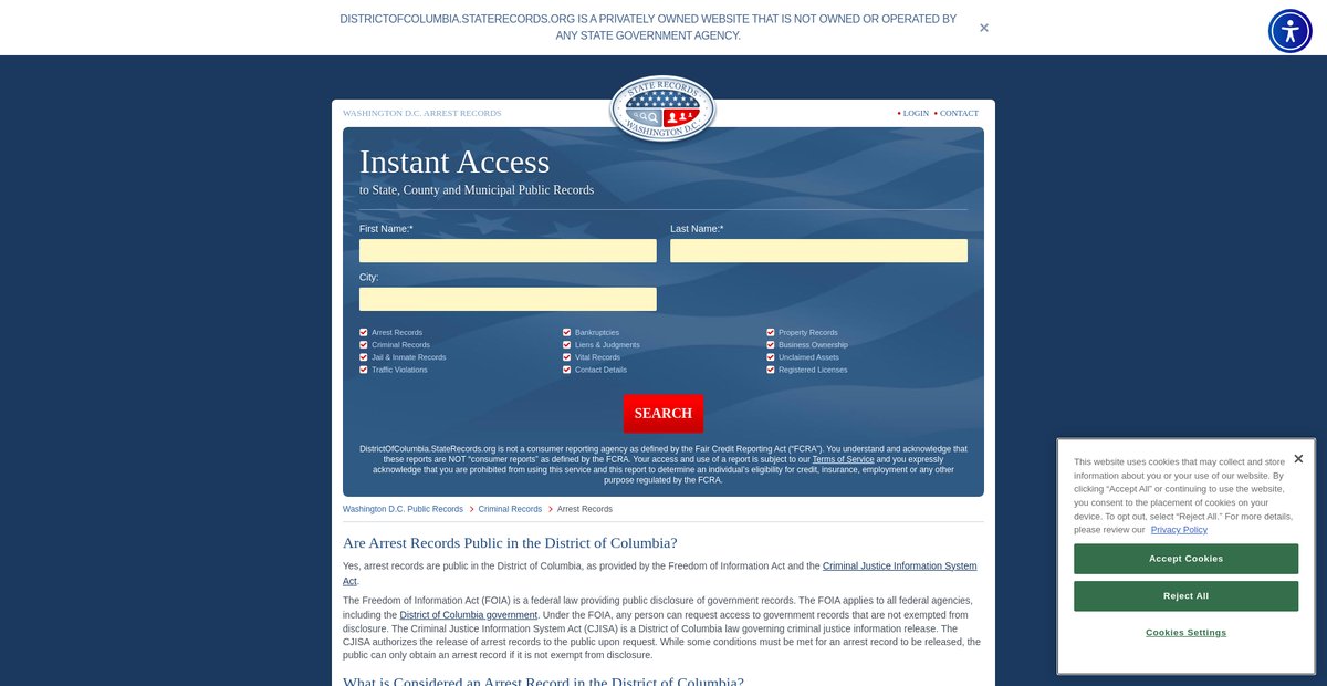 Preview of districtofcolumbia.staterecords.org