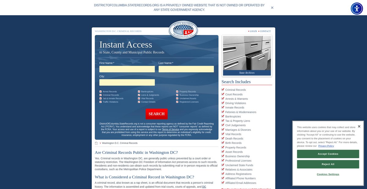 Preview of districtofcolumbia.staterecords.org