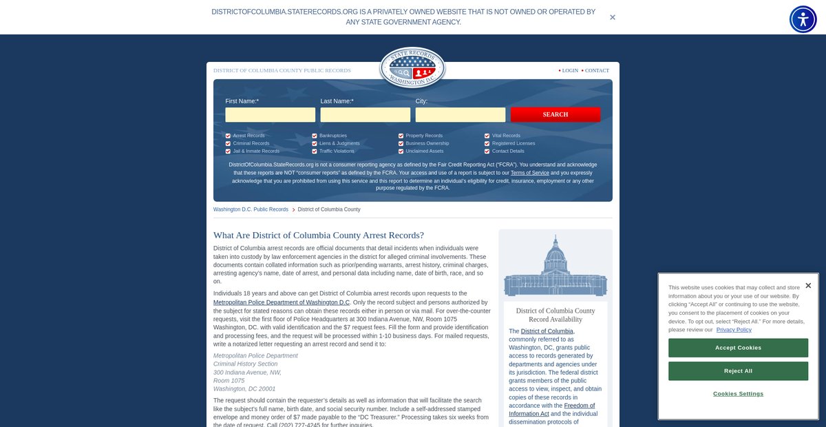Preview of districtofcolumbia.staterecords.org