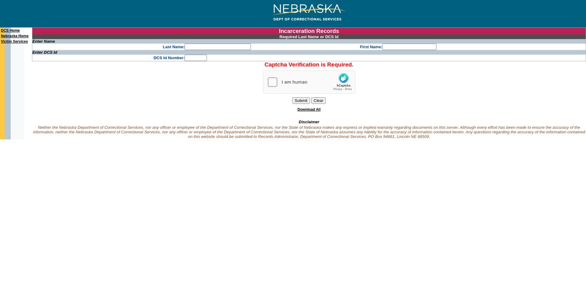 Preview of dcs-inmatesearch.ne.gov
