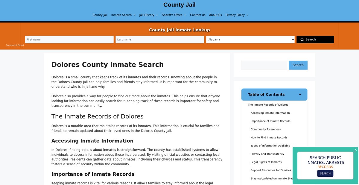 Preview of dolores-inmate-search.countyjail.org