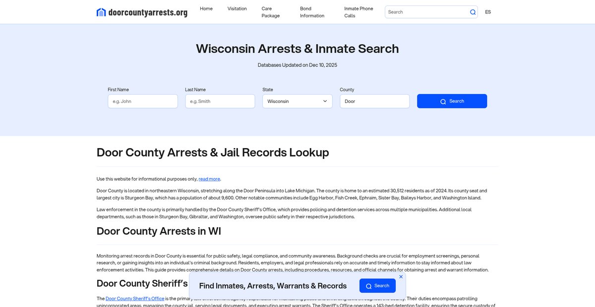 Preview of doorcountyarrests.org