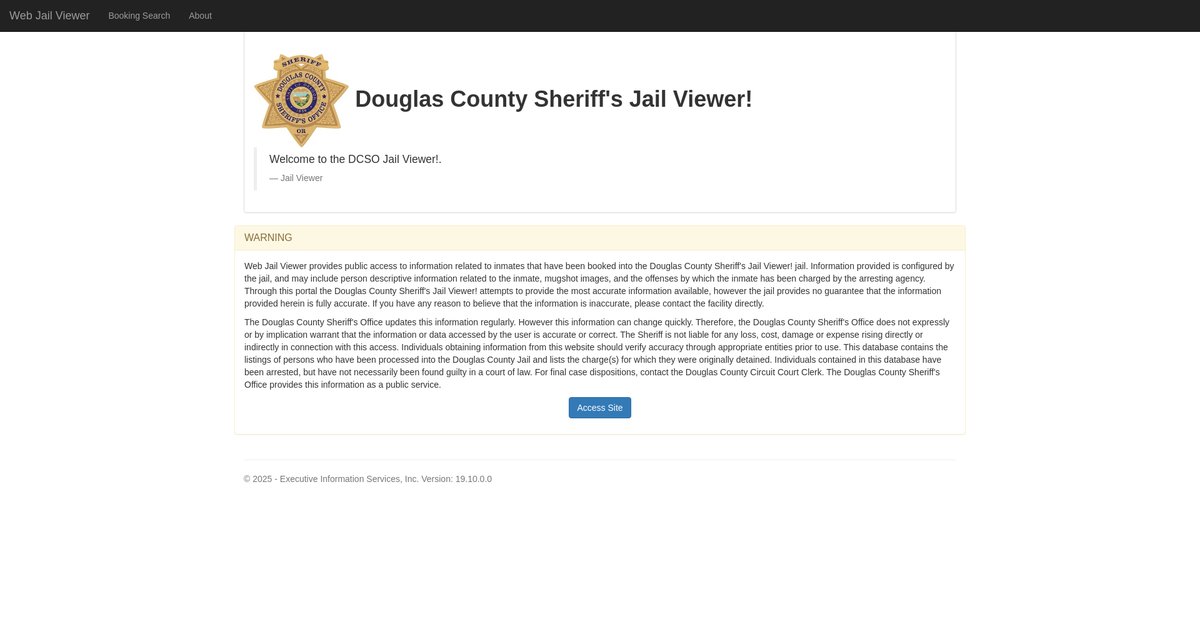 Preview of jailviewer.douglascountyor.gov