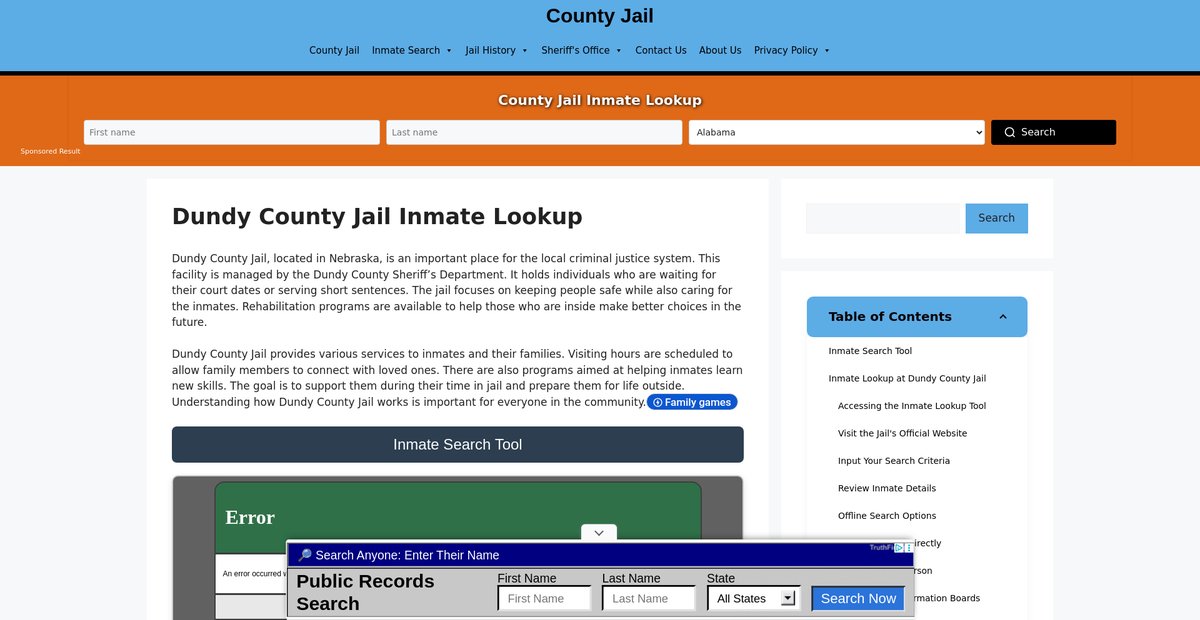 Preview of dundy.countyjail.org