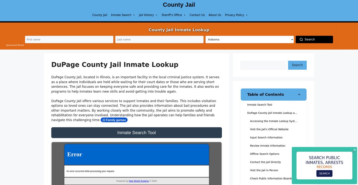 Preview of dupage.countyjail.org