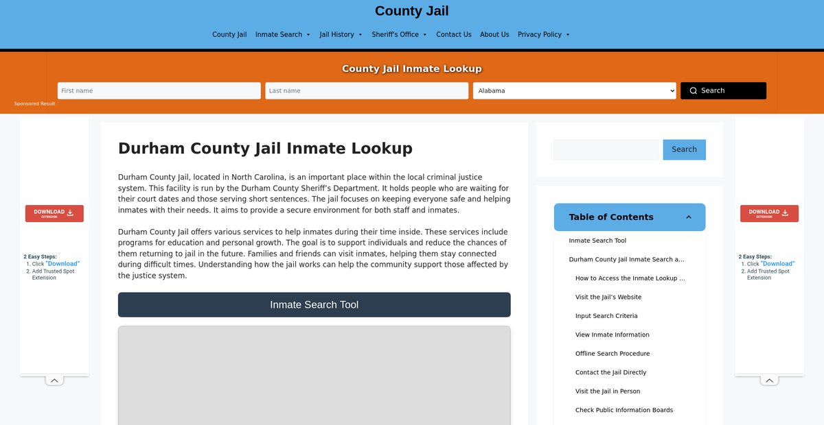 Preview of durham.countyjail.org