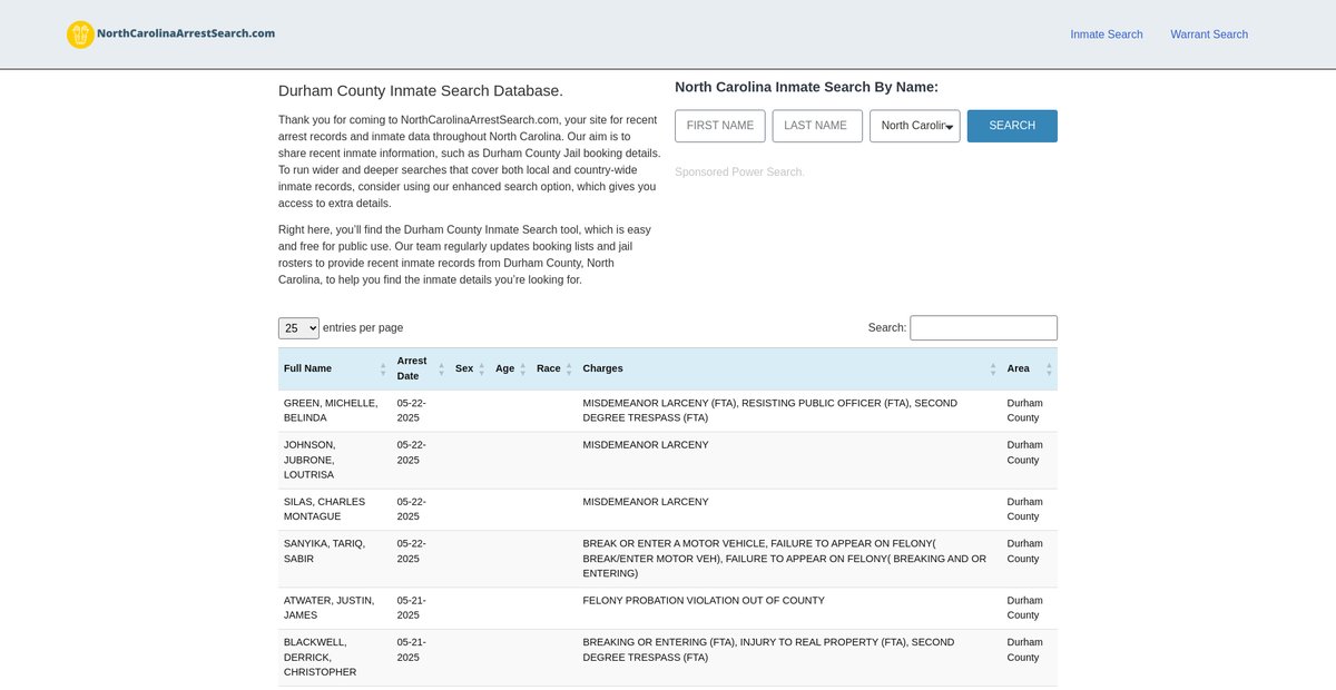 Preview of northcarolinaarrestsearch.com