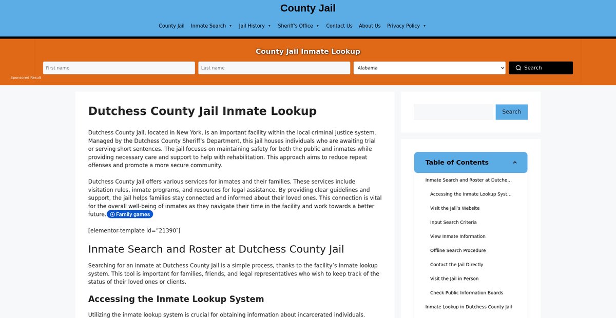 Preview of dutchess.countyjail.org