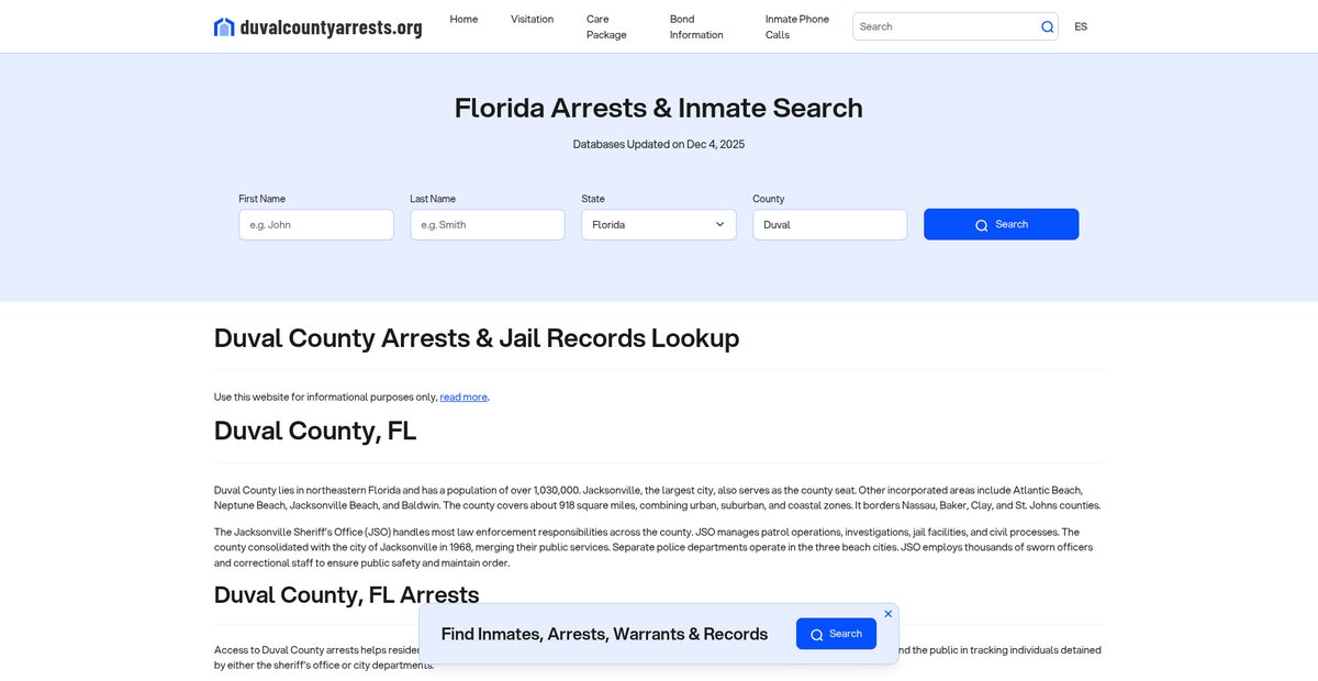 Preview of duvalcountyarrests.org