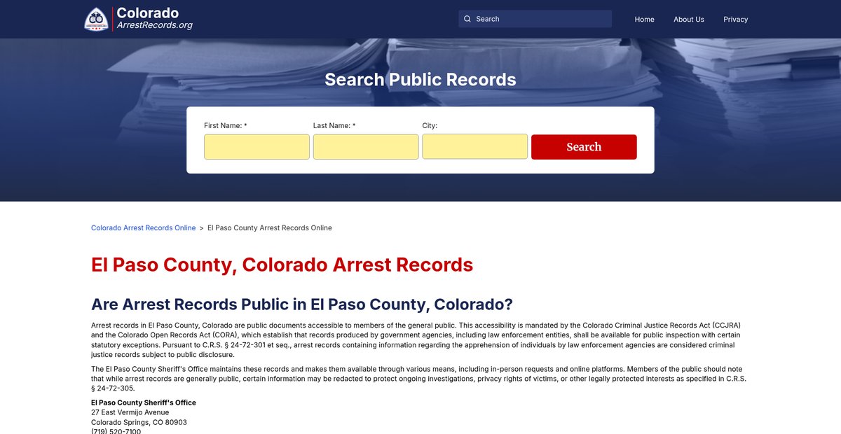 Preview of coloradoarrestrecords.org