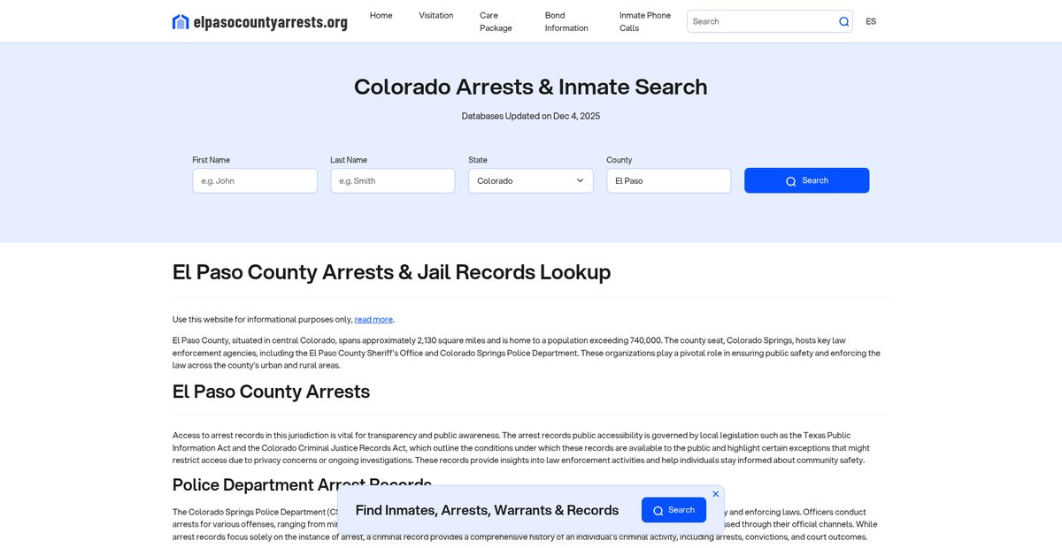 Preview of elpasocountyarrests.org