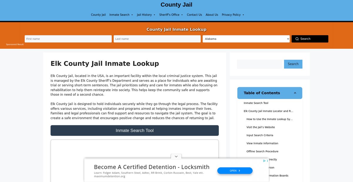 Preview of elk.countyjail.org