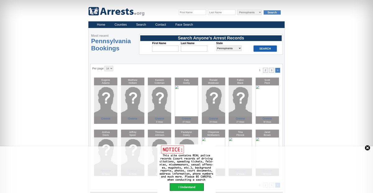 Preview of pennsylvania.arrests.org