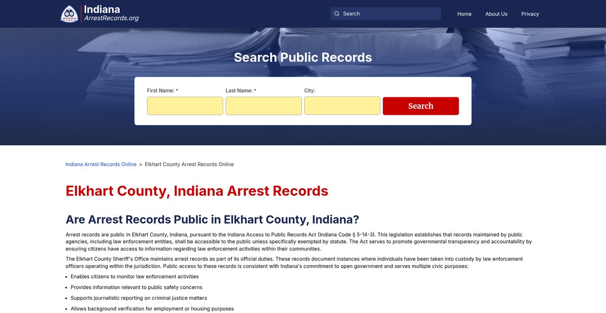 Preview of indianaarrestrecords.org