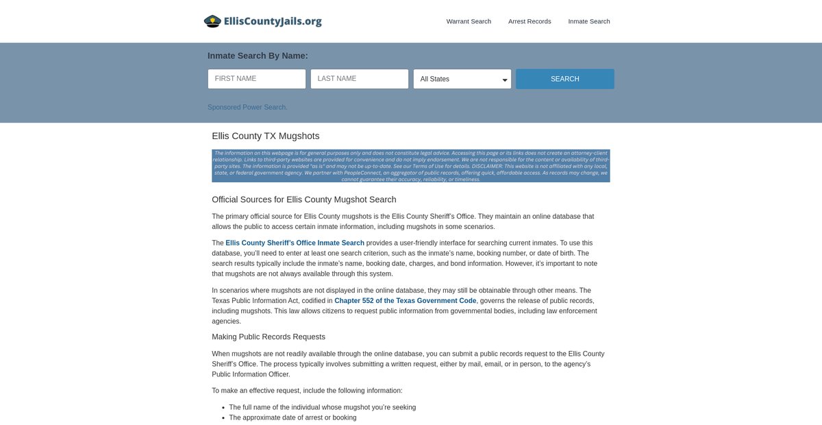 Preview of elliscountyjails.org