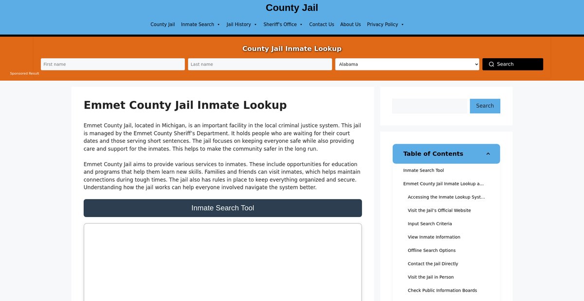 Preview of emmet.countyjail.org