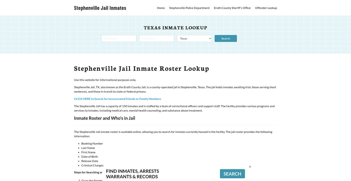 Preview of stephenvillejail.org