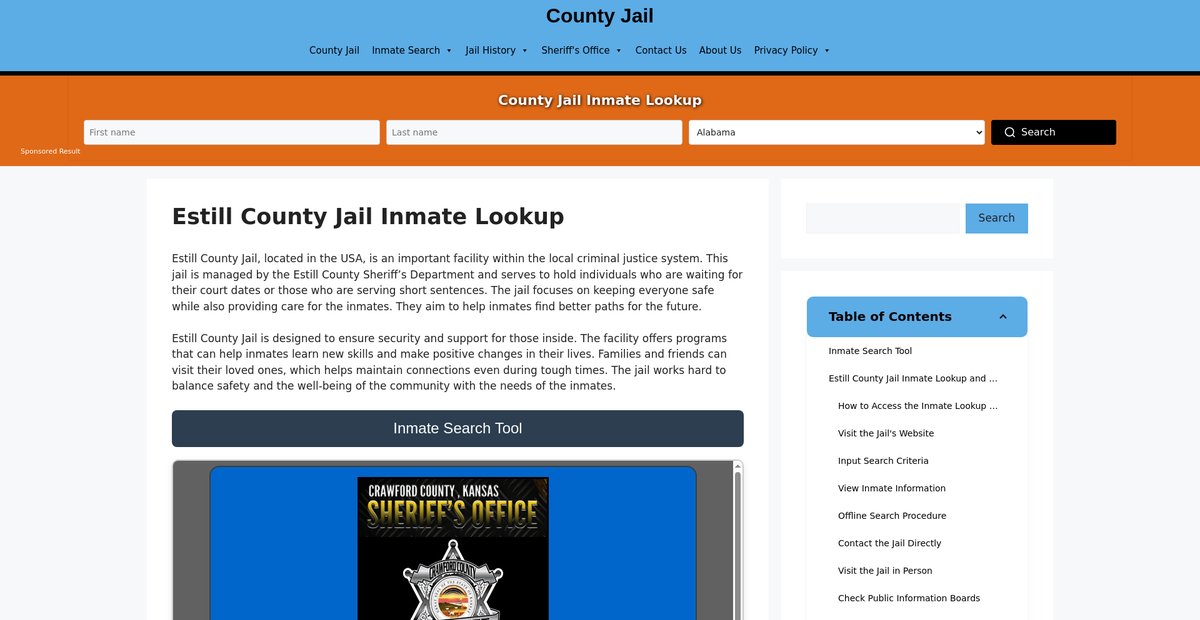 Preview of estill.countyjail.org