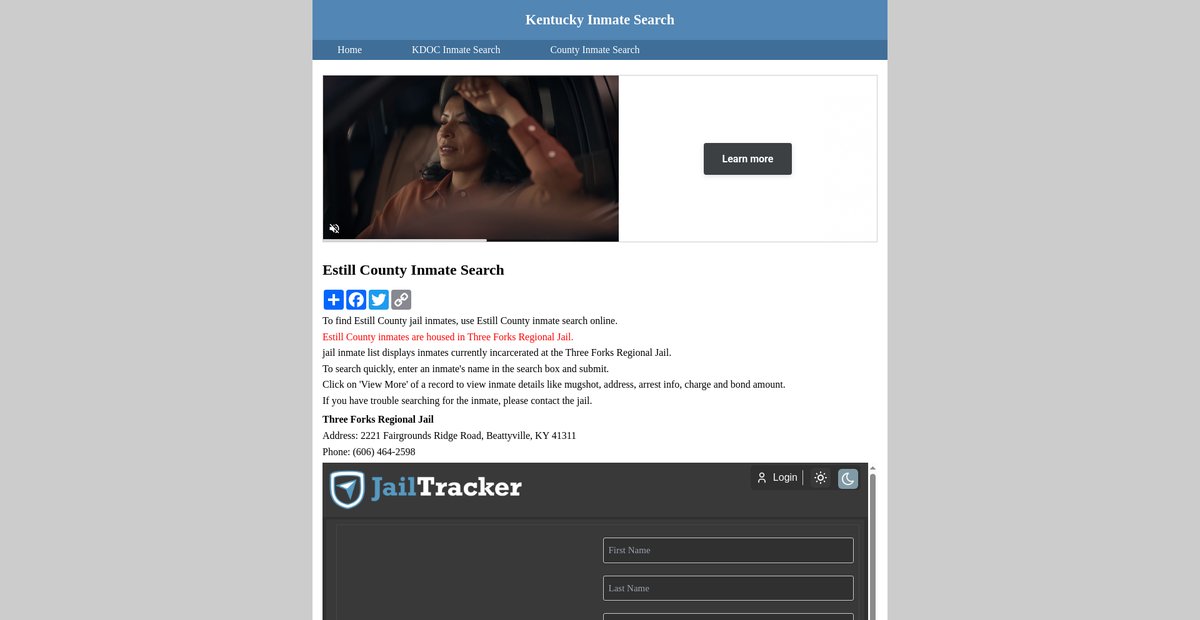 Preview of inmatesearchkentucky.org