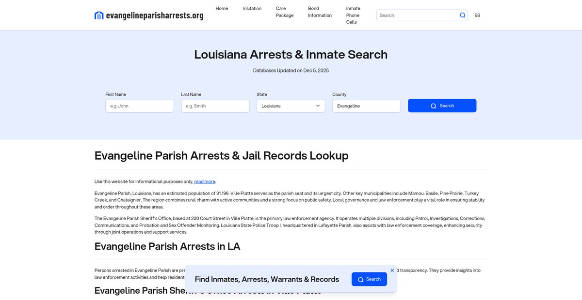 Preview of evangelineparisharrests.org