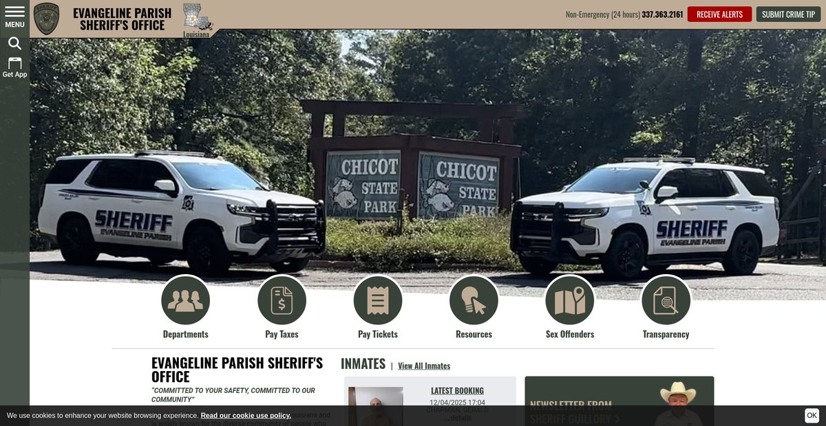 Preview of evangelineparishsheriff.org