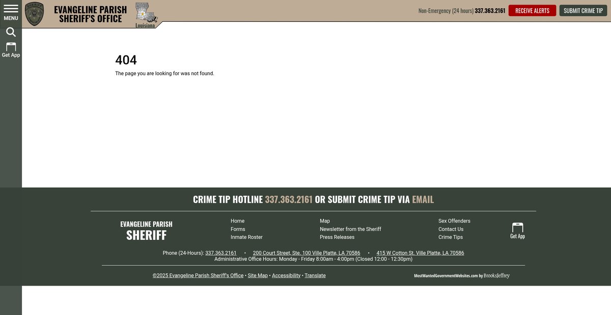 Preview of evangelineparishsheriff.org