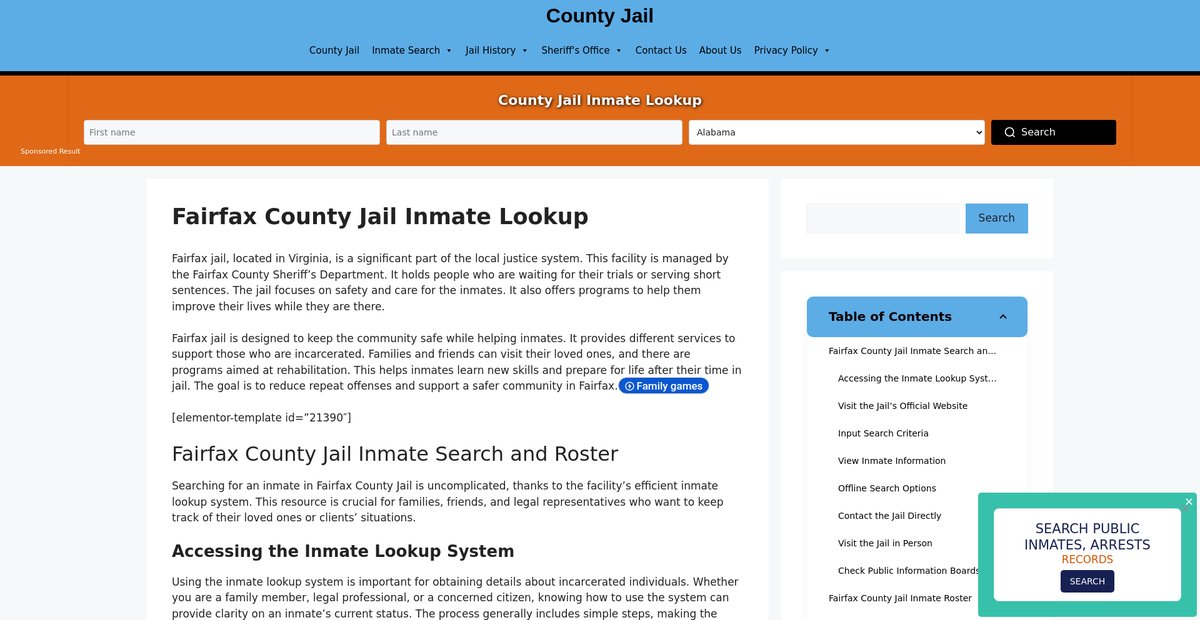 Preview of fairfax.countyjail.org