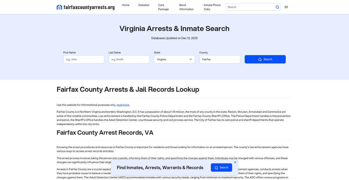 Preview of fairfaxcountyarrests.org