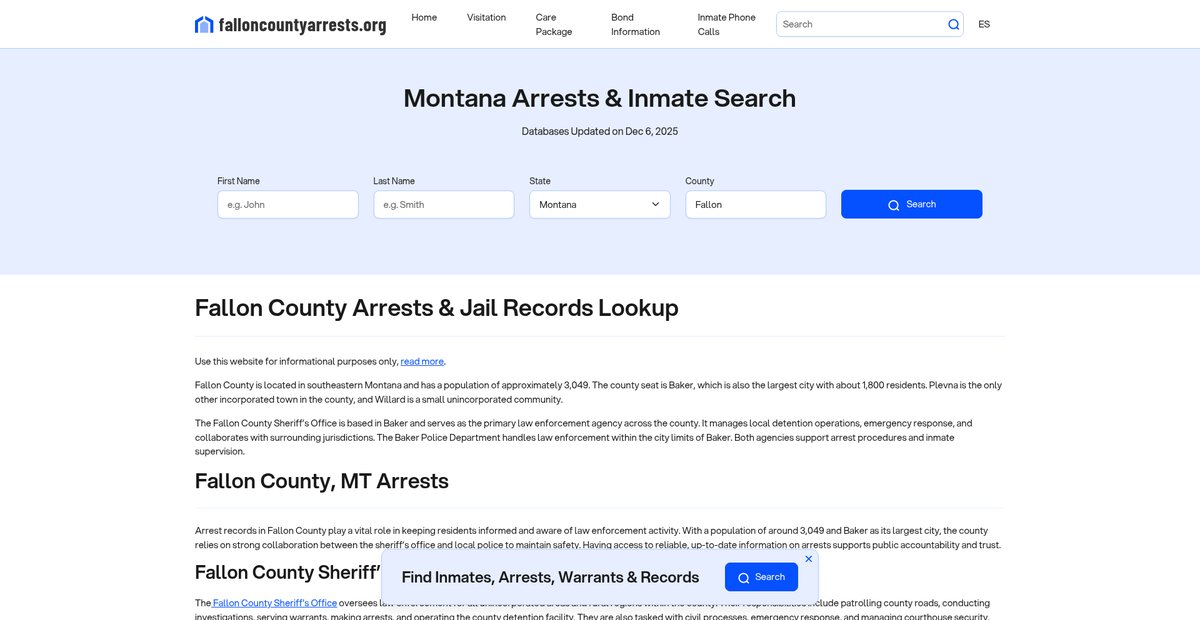 Preview of falloncountyarrests.org