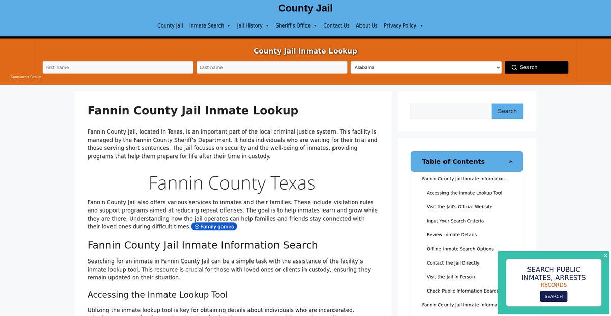 Preview of fannin.countyjail.org