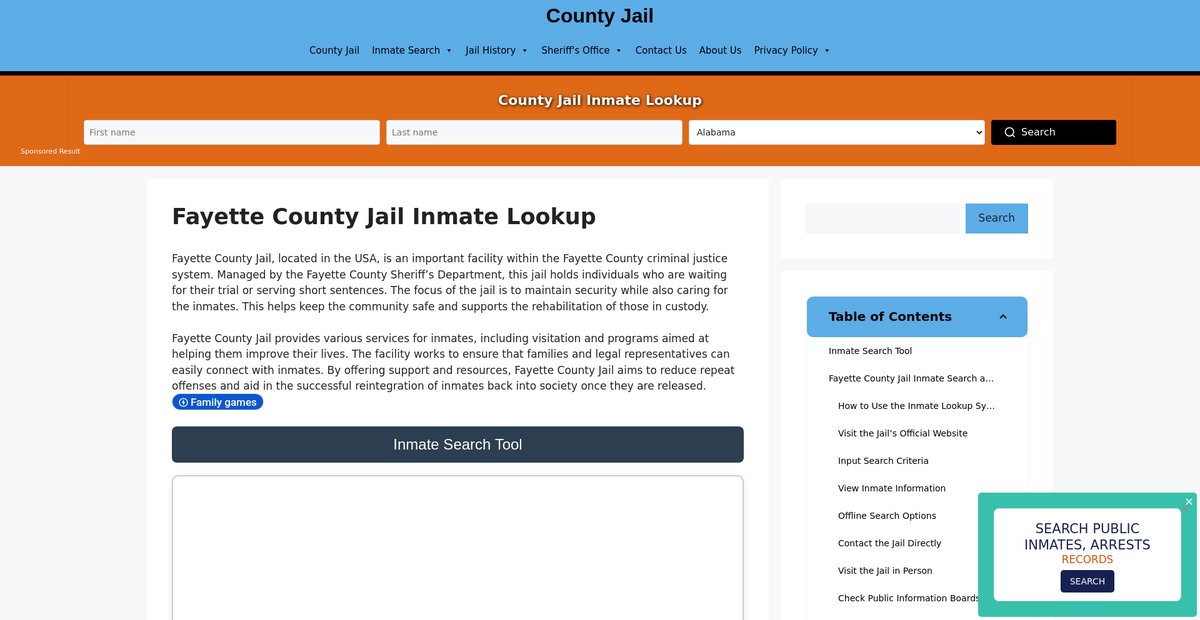 Preview of fayette.countyjail.org