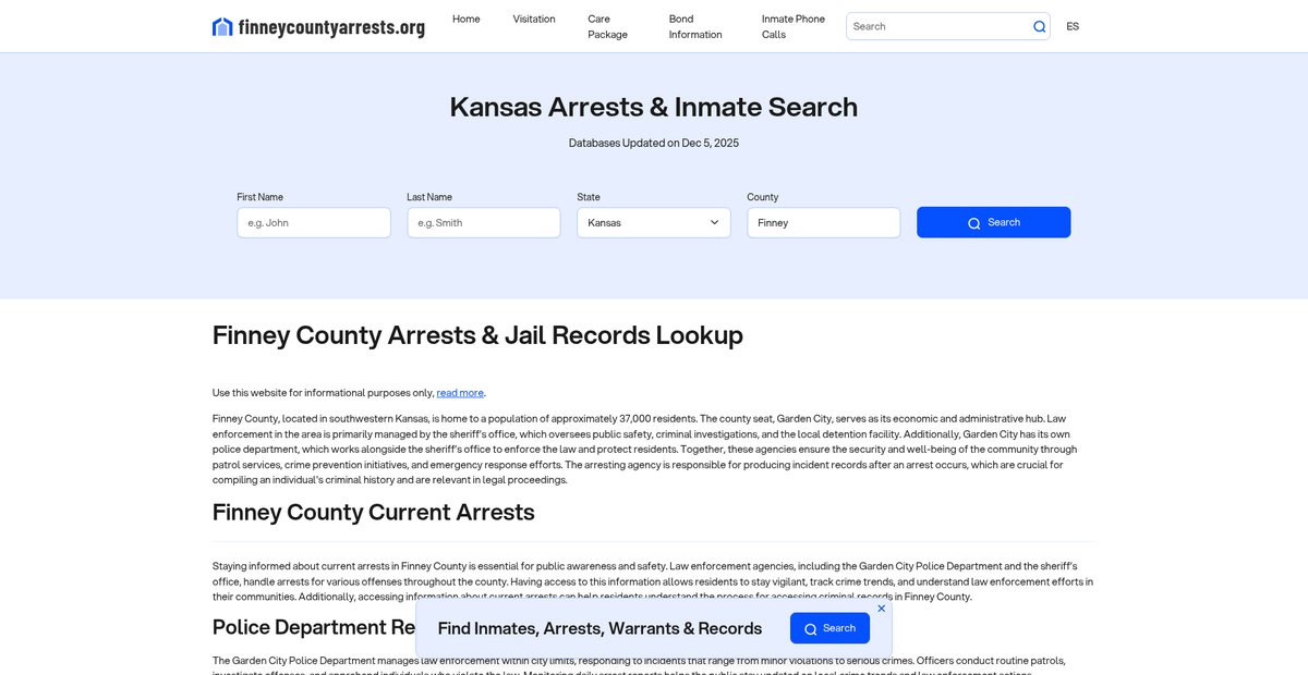 Preview of finneycountyarrests.org