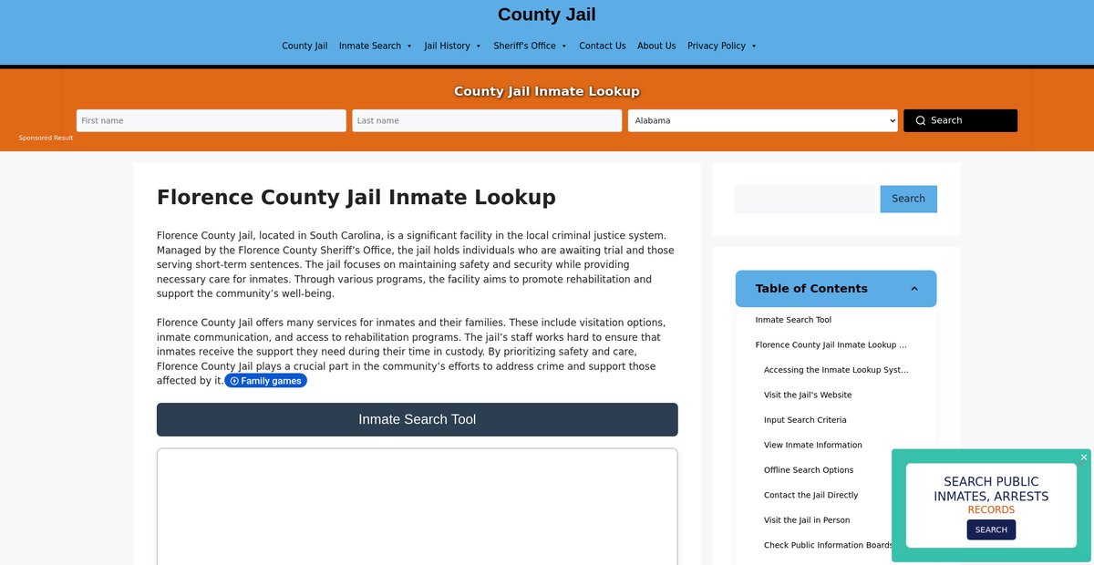 Preview of florence.countyjail.org