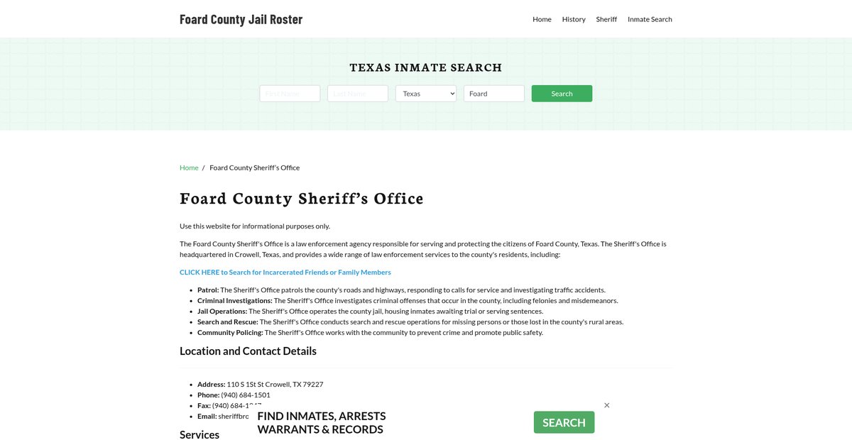 Preview of foardcountyjail.org