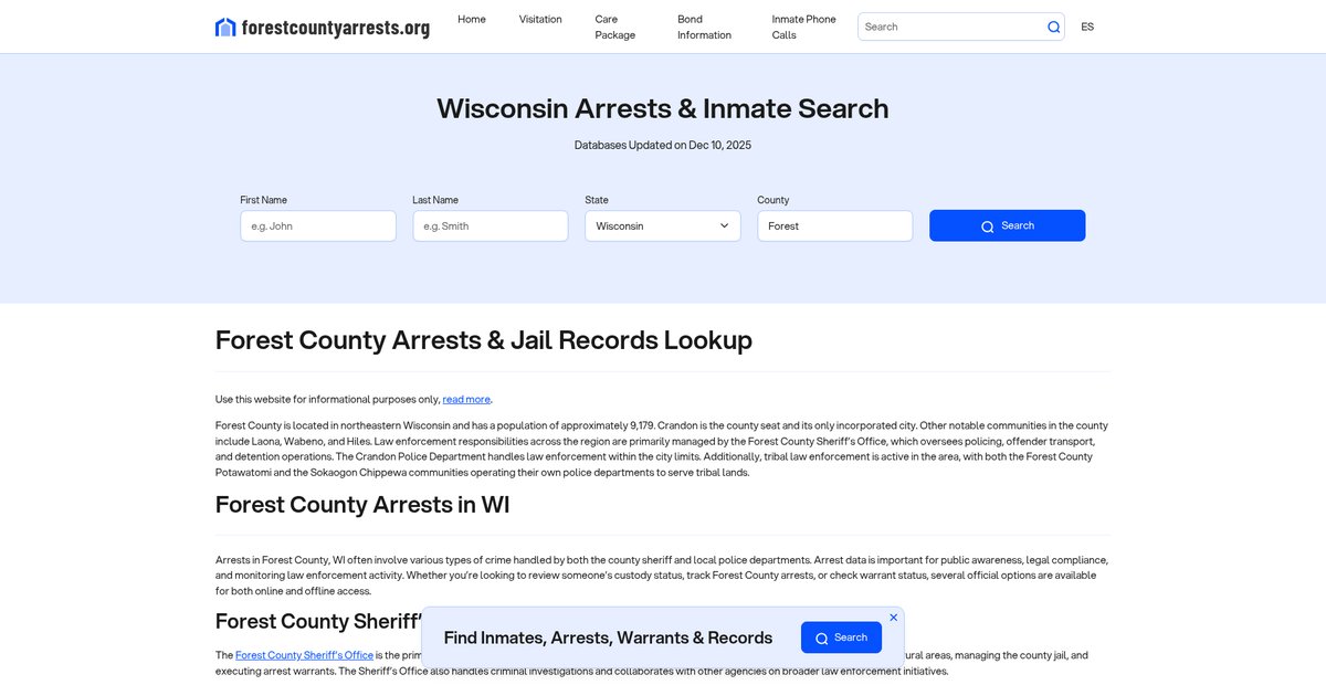 Preview of forestcountyarrests.org