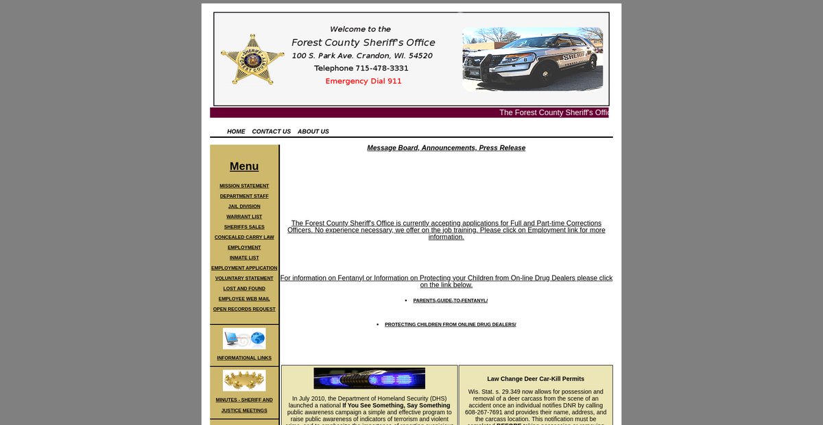 Preview of forestcountysheriff.org
