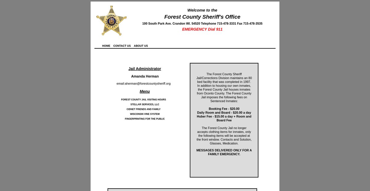 Preview of forestcountysheriff.org