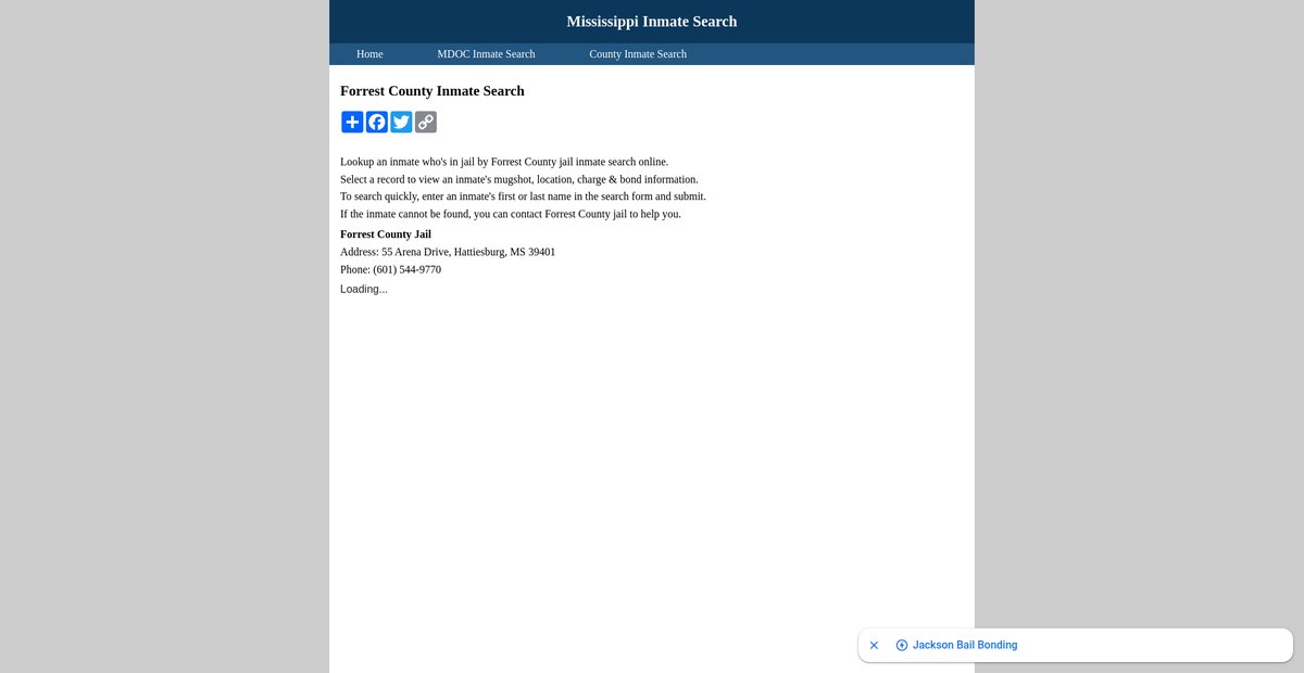 Preview of inmatesearchmississippi.org