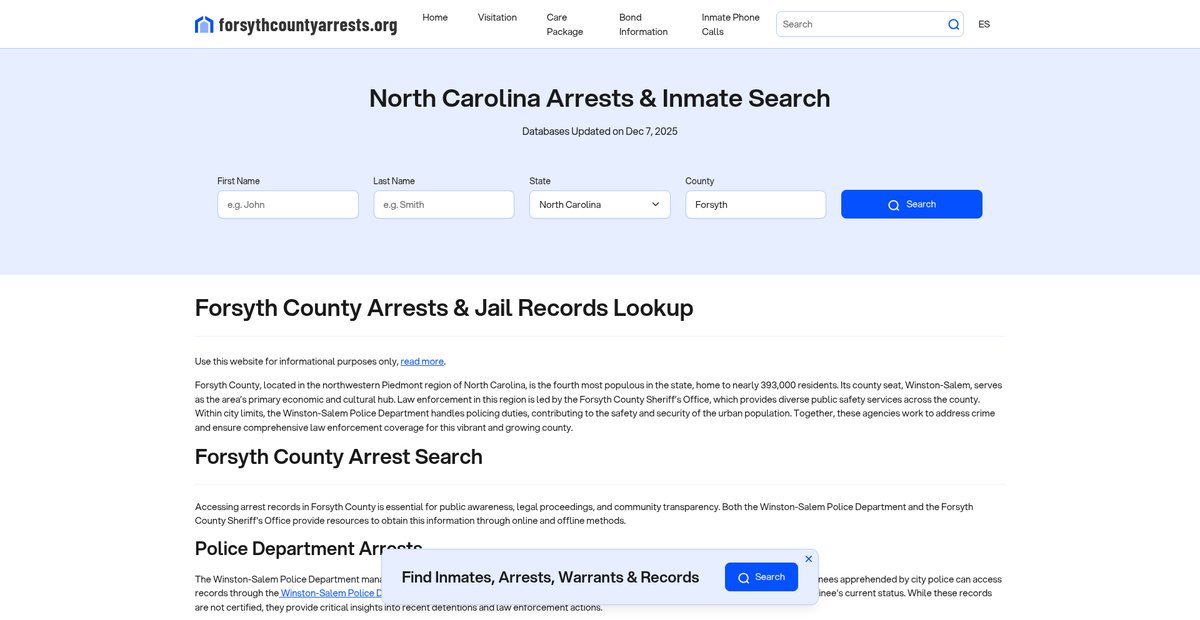 Preview of forsythcountyarrests.org