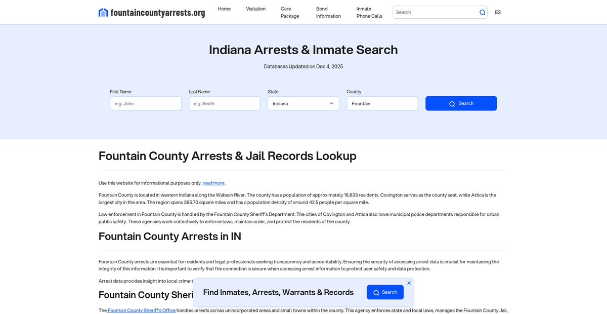 Preview of fountaincountyarrests.org
