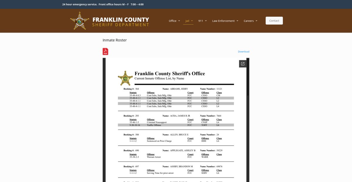 Preview of franklincountysheriff.org