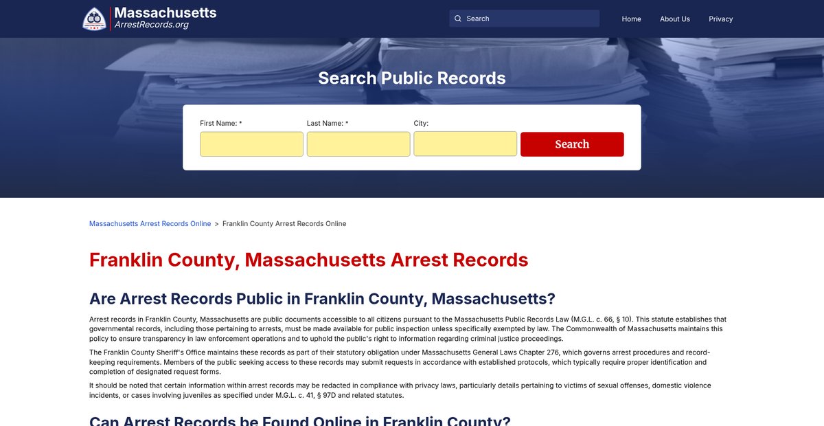 Preview of massachusettsarrestrecords.org