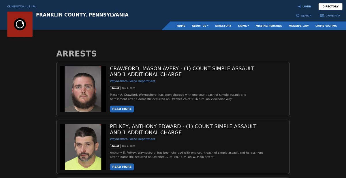 Preview of franklin.crimewatchpa.com