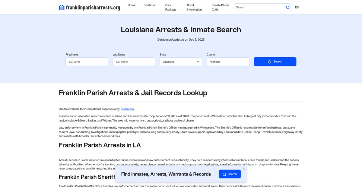 Preview of franklinparisharrests.org