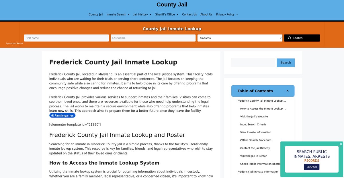 Preview of frederick.countyjail.org