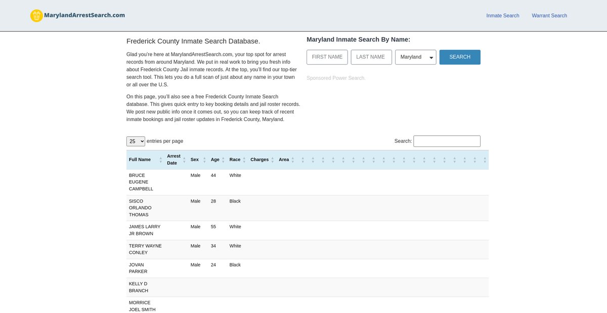 Preview of marylandarrestsearch.com