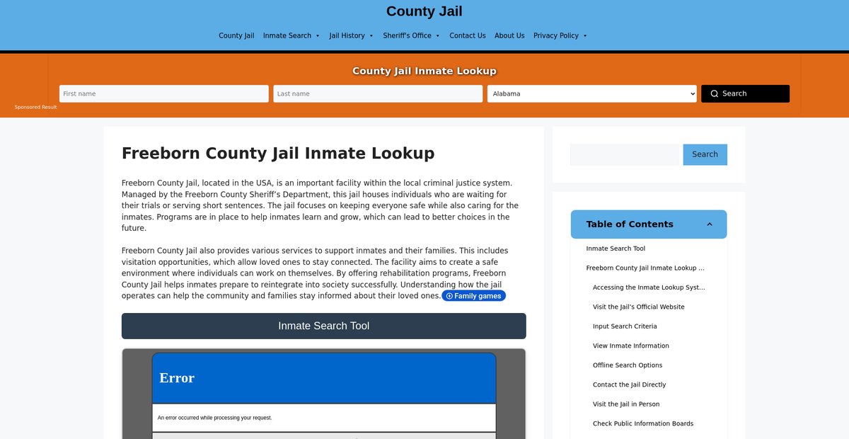 Preview of freeborn.countyjail.org