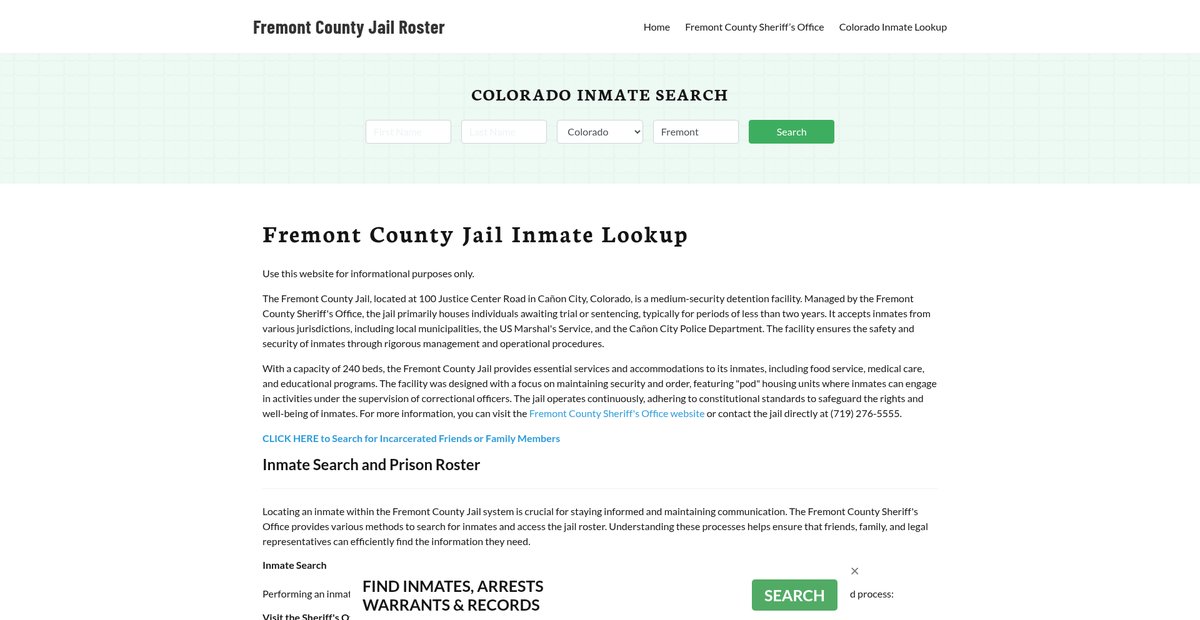 Preview of fremontcountyjail.org