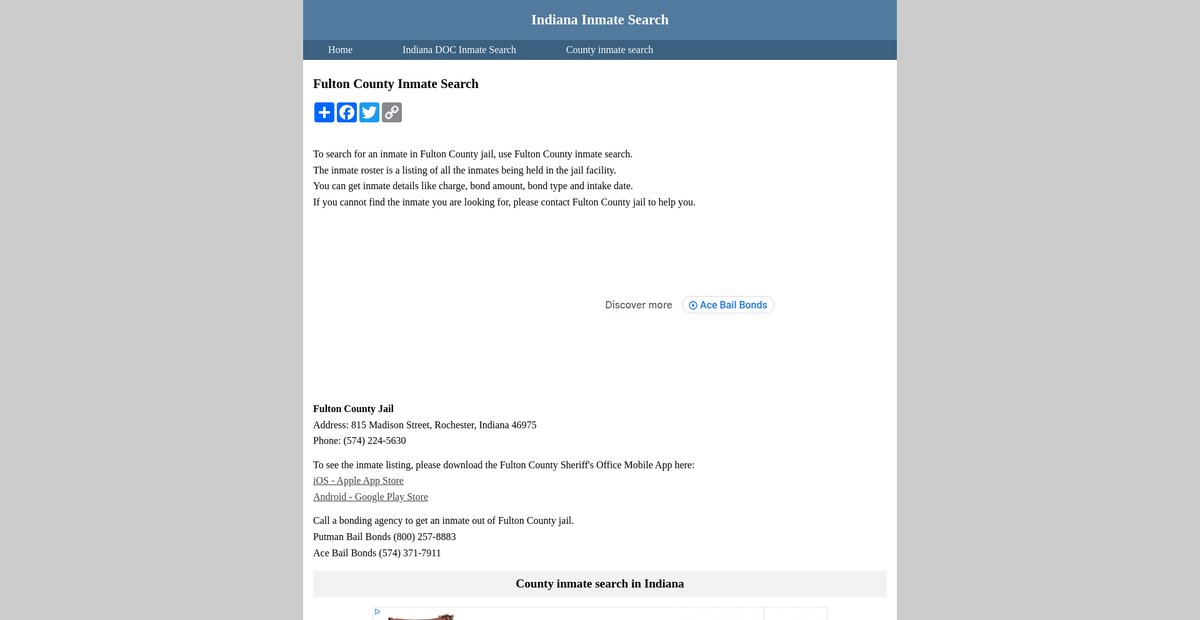 Preview of inmatesearchindiana.org