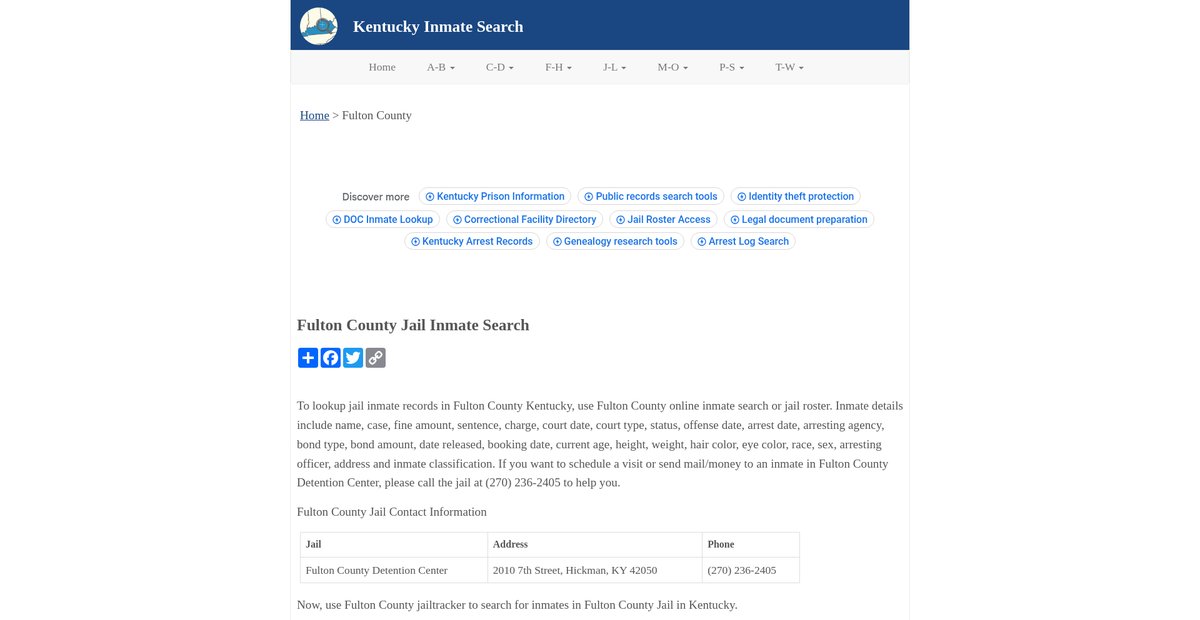 Preview of inmatesearchky.org